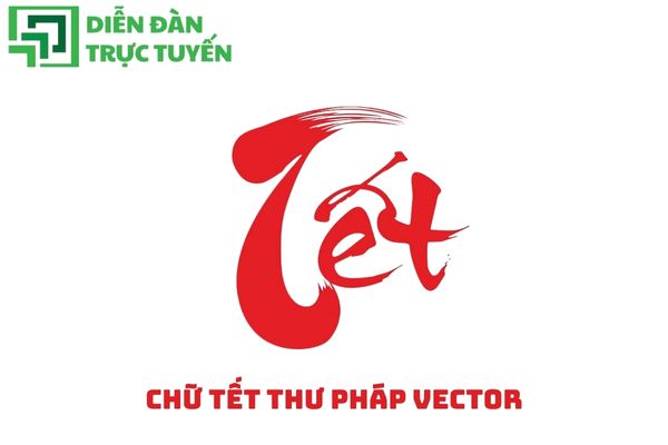Chữ Tết Thư Pháp Vector