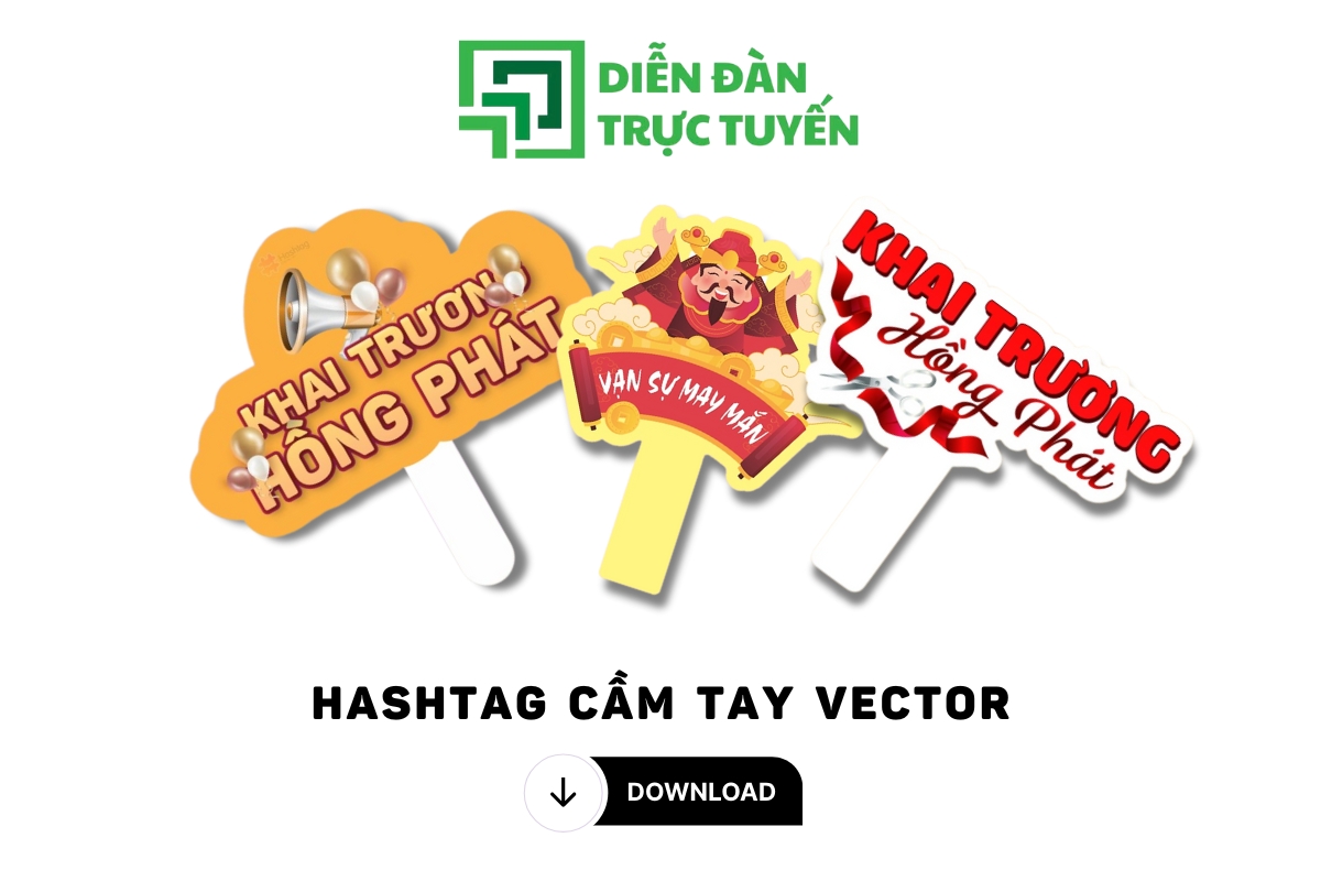 Miễn Phí Tải Trọn Bộ File 50+ Mẫu Hashtag Cầm Tay Vector – PDS, CRD, PNG